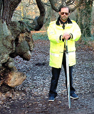 One of the Tree Musketeers Adrian with the Sword of Sherwood Forest